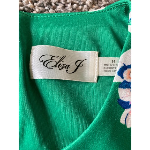 Eliza J Kelly Green Floral Dress - Size 14 - Picture 8 of 8
